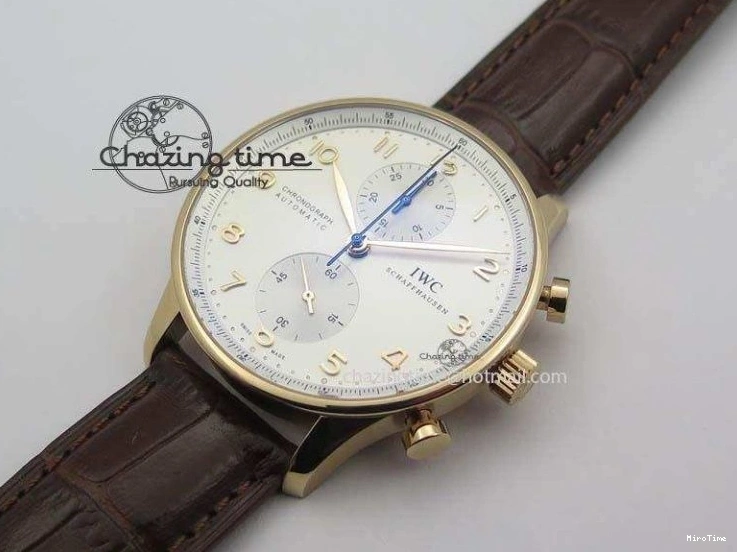 MIROTIME 0821 Portuguese Chrono RG IW371480 ZF 1:1 Best Edition White Dial On Brown Leather Strap A7750 V HighPerformance 7266